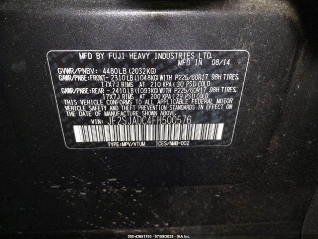 2015 SUBARU FORESTER JF2SJADC4FH500576 Photo 8