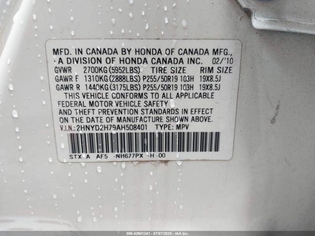 2010 ACURA MDX 2HNYD2H79AH508401 Photo 8