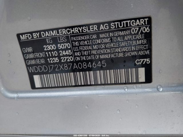 2007 MERCEDES-BENZ CLS 550 WDDDJ72X87A084645 Photo 8