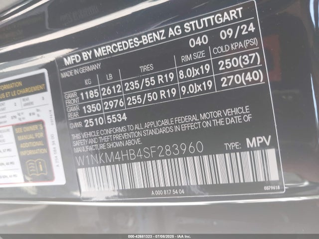 W1NKM4HB4SF283960 Mercedes-Benz m254