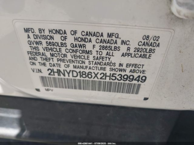 2002 ACURA MDX 2HNYD186X2H539949 Photo 8