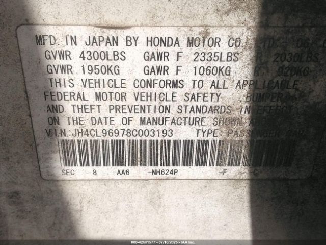 2008 ACURA TSX JH4CL96978C003193 Photo 8