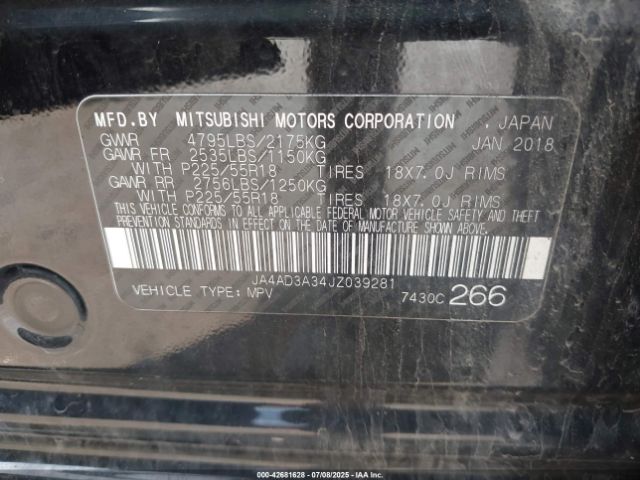 2018 MITSUBISHI OUTLANDER JA4AD3A34JZ039281 Photo 8