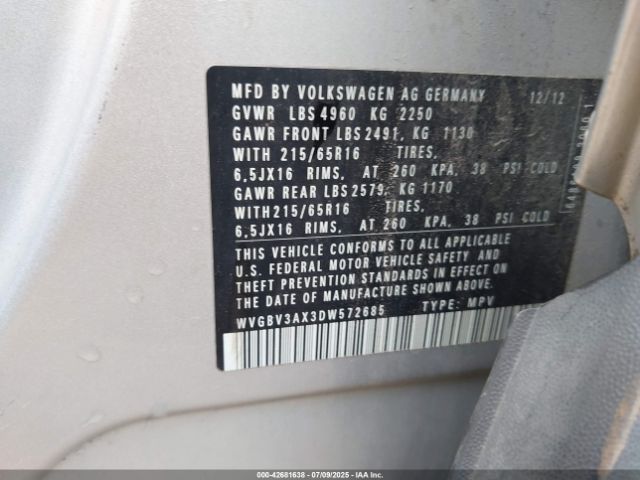 2013 VOLKSWAGEN TIGUAN WVGBV3AX3DW572685 Photo 8