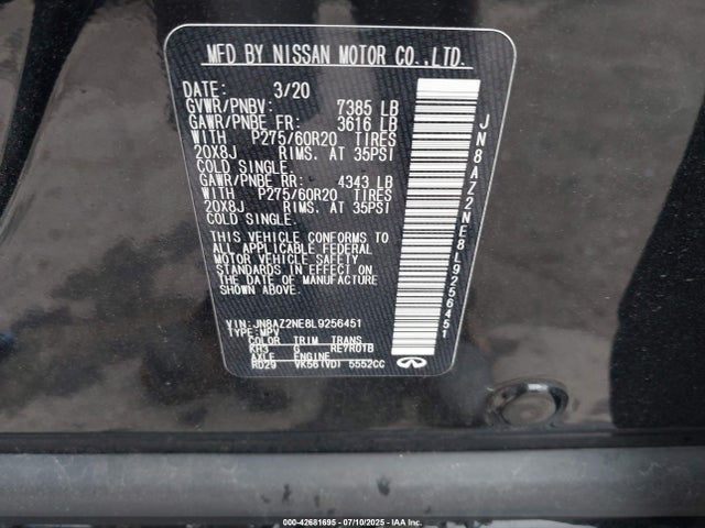 JN8AZ2NE8L9256451 Infiniti QX80