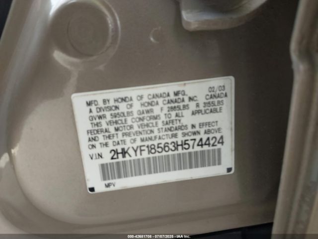 2003 HONDA PILOT 2HKYF18563H574424 Photo 8