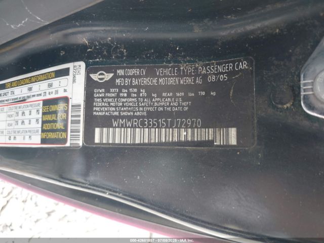 2005 MINI COOPER WMWRC33515TJ72970 Photo 8