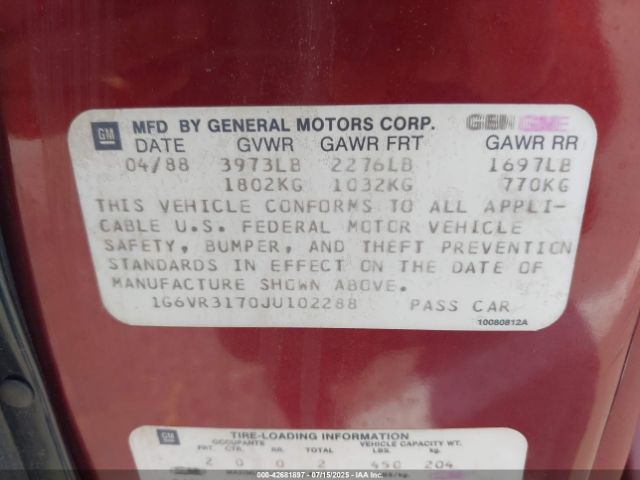 1988 CADILLAC ALLANTE 1G6VR3170JU102288 Photo 8