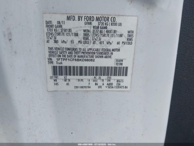2011 FORD F-150 1FTPF1CF6BKD98082 Photo 8