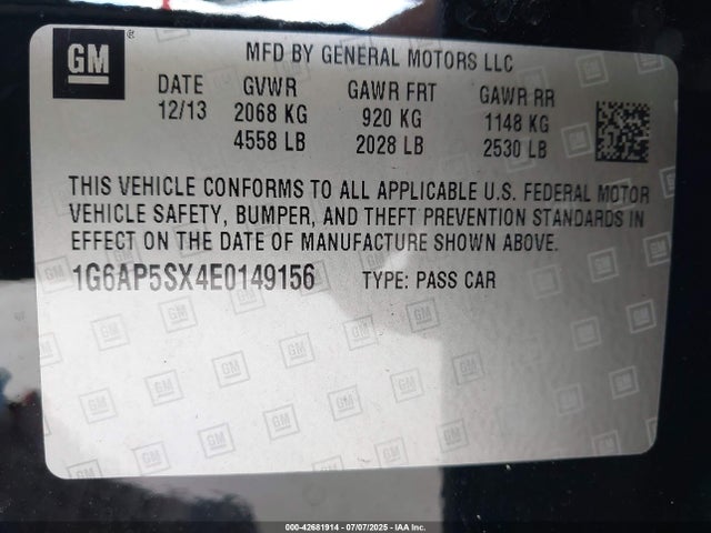 2014 CADILLAC CTS 1G6AP5SX4E0149156 Photo 8