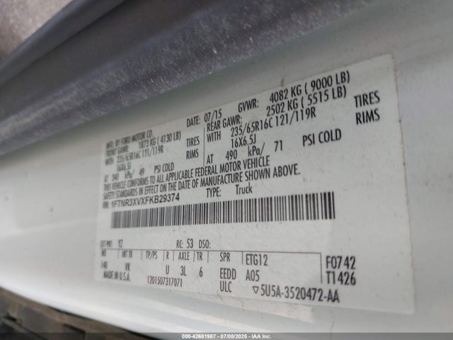 1FTNR3XVXFKB29374 Ford 2015