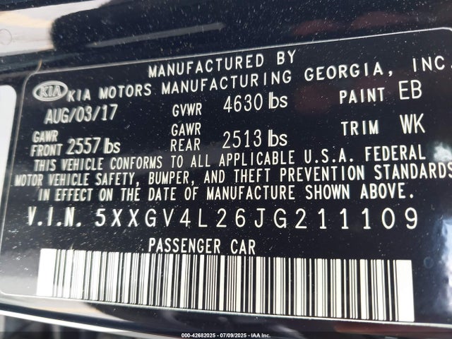 5XXGV4L26JG211109 KIA t-gdi
