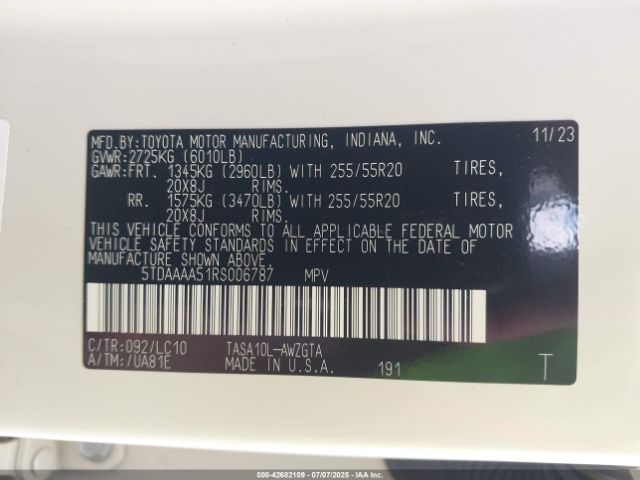 2024 TOYOTA GRAND HIGHLANDER 5TDAAAA51RS006787 Photo 8