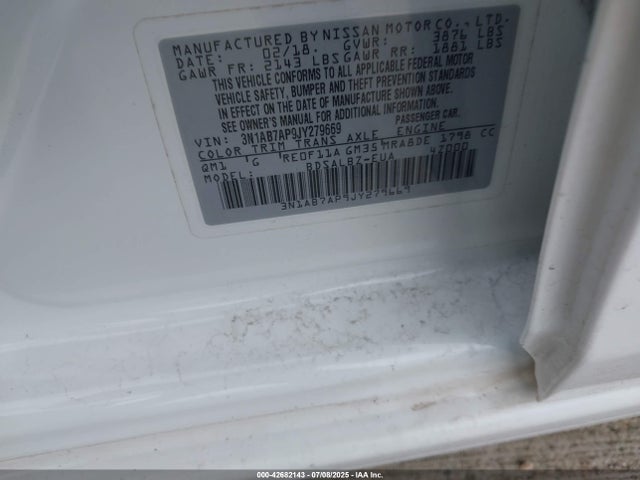 3N1AB7AP9JY279669 Nissan 2018
