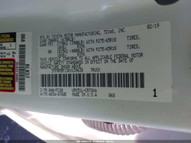 2019 TOYOTA TUNDRA 5TFRM5F13KX139638 Photo 8
