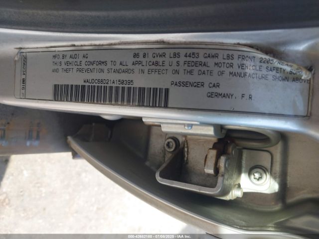 2001 AUDI A4 WAUDC68D21A150395 Photo 8