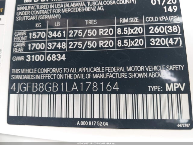4JGFB8GB1LA178164 Mercedes-Benz m176
