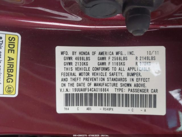 2012 ACURA TL 19UUA8F54CA016864 Photo 8