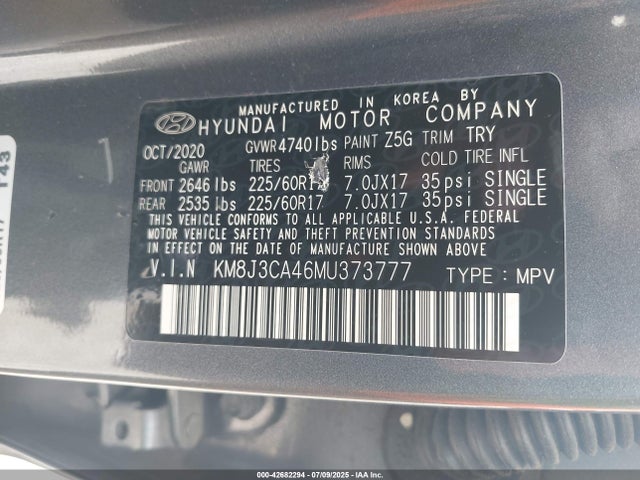 Hyundai gdi nu 2021 KM8J3CA46MU373777 Image 9