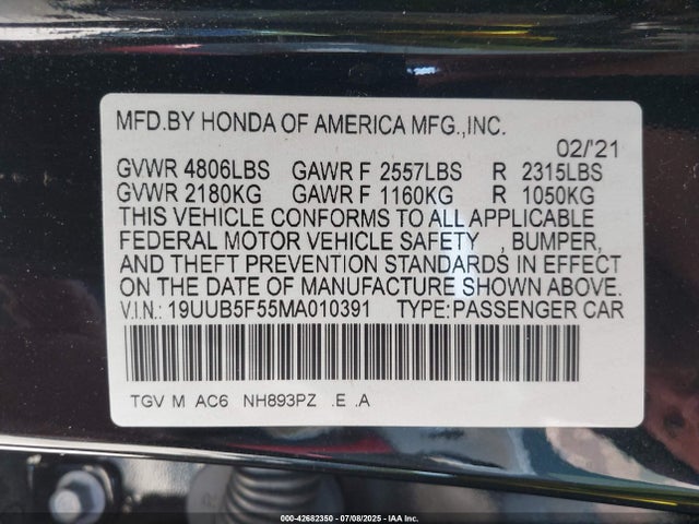 19UUB5F55MA010391 Acura k20c6