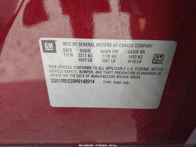 2017 CADILLAC XTS 2G61M5S38H9140914 Photo 8