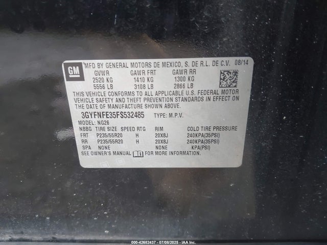 2015 CADILLAC SRX 3GYFNFE35FS532485 Photo 8