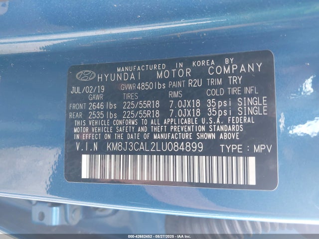 KMHD84LF9JU567203 Hyundai mpi nu