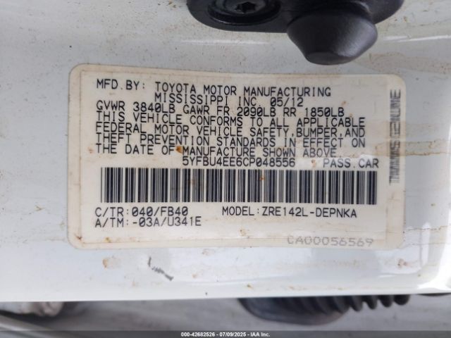 2012 TOYOTA COROLLA 5YFBU4EE6CP048556 Photo 8
