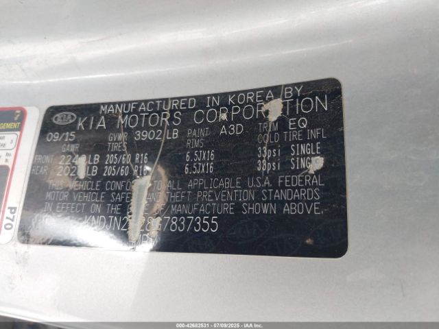 2016 KIA SOUL KNDJN2A28G7837355 Photo 8
