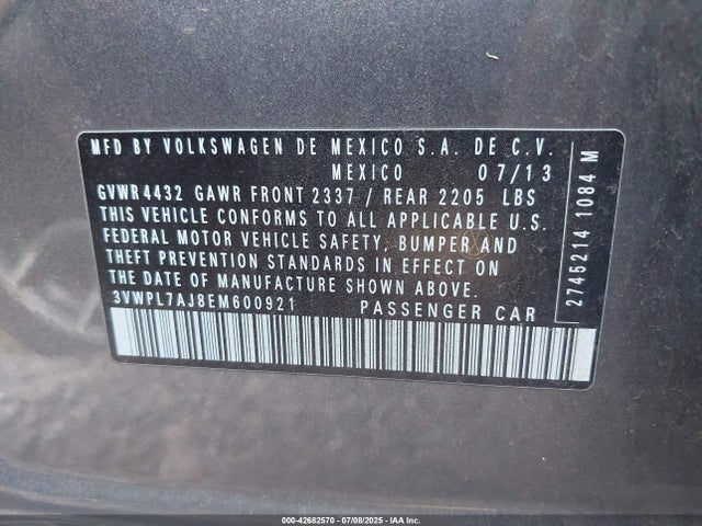 3VWPL7AJ8EM600921 Volkswagen 2014