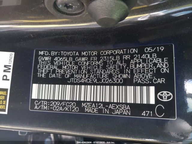 2020 TOYOTA COROLLA JTDS4RCE9LJ026300 Photo 8