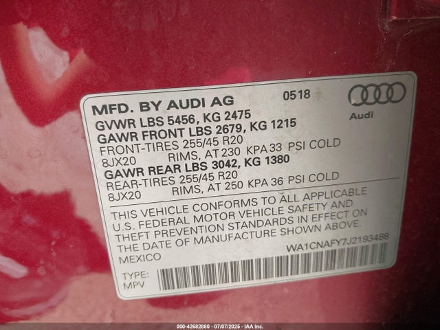 2018 AUDI Q5 WA1CNAFY7J2193488 Photo 8
