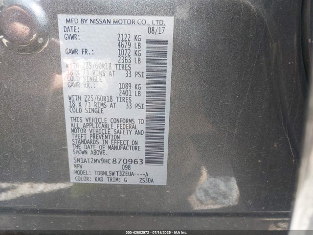 5N1AT2MV9HC870963 Nissan 2017