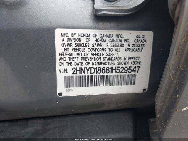 2001 ACURA MDX 2HNYD18681H529547 Photo 8