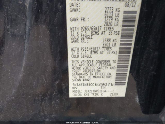 2012 NISSAN PATHFINDER 5N1AR1NB3CC639076 Photo 8