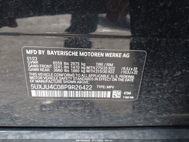 5UXJU4C08P9R26422 BMW 2023