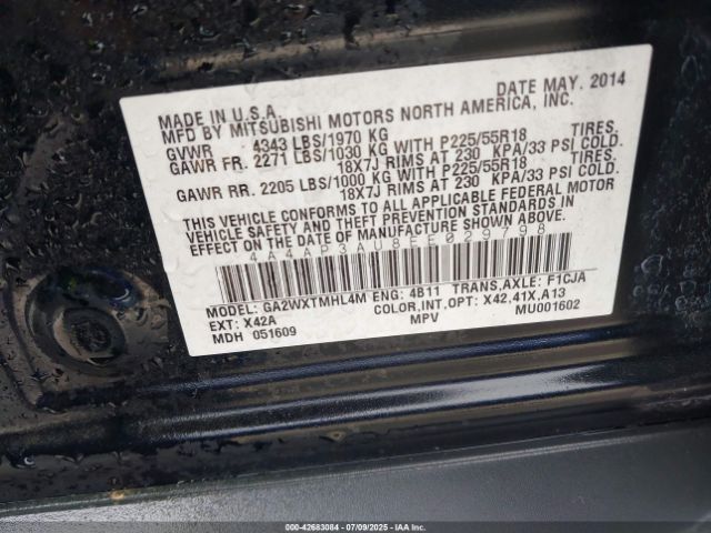 2014 MITSUBISHI OUTLANDER SPORT 4A4AP3AU8EE029798 Photo 8