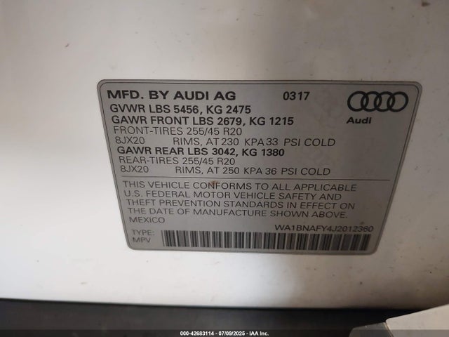 2018 AUDI Q5 WA1BNAFY4J2012360 Photo 8