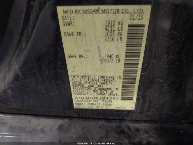 1N4AL3APXFN384251 Nissan Altima