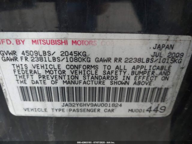 2010 MITSUBISHI LANCER SPORTBACK JA32Y6HV9AU001824 Photo 8