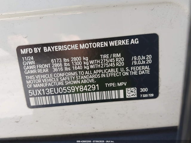 5UX13EU05S9Y84291 BMW 2025