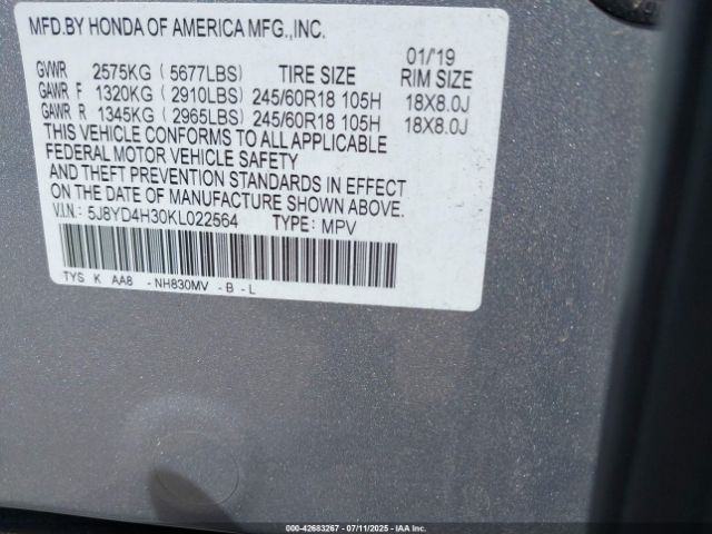 2019 ACURA MDX 5J8YD4H30KL022564 Photo 8