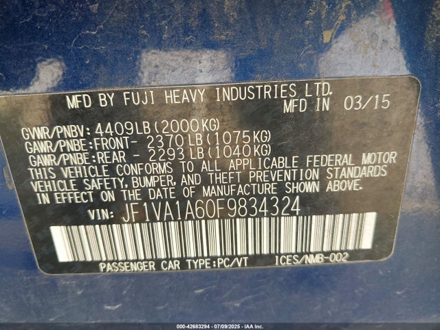 JF1VA1A60F9834324 Subaru dib turbo