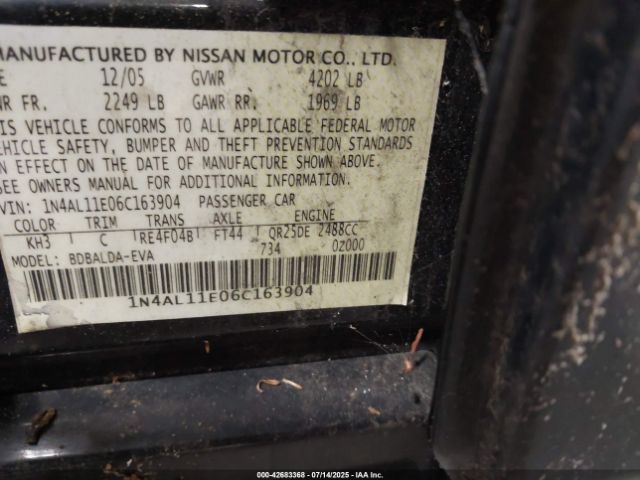 2006 NISSAN ALTIMA 1N4AL11E06C163904 Photo 8