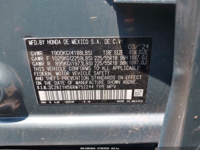 2024 HONDA HR-V 3CZRZ1H56RM752244 Photo 8