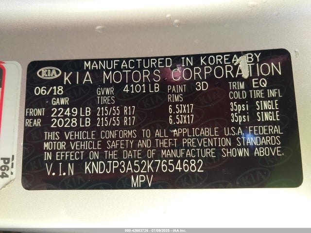 KIA g gdi 2019 KNDJP3A52K7654682 Image 9
