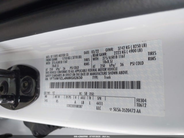 1FTVW1EL4NWG02630 Ford 2022