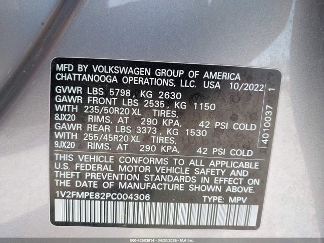 1V2FMPE82PC004306 Volkswagen Id.4 Pro S/pro S Plus