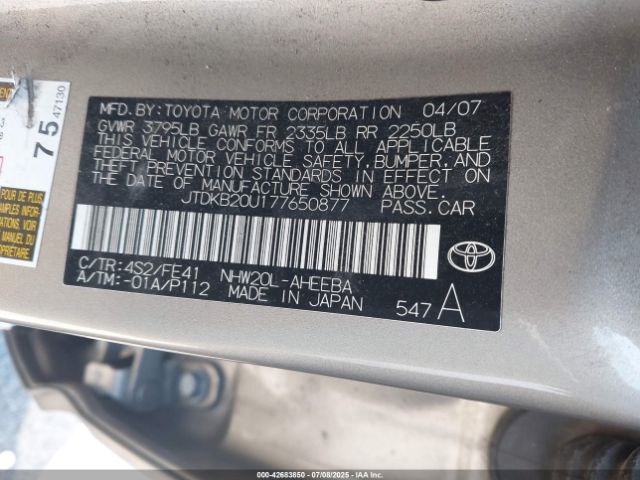 2007 TOYOTA PRIUS JTDKB20U177650877 Photo 8