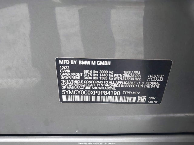 5YMCY0C0XP9P84198 BMW X6